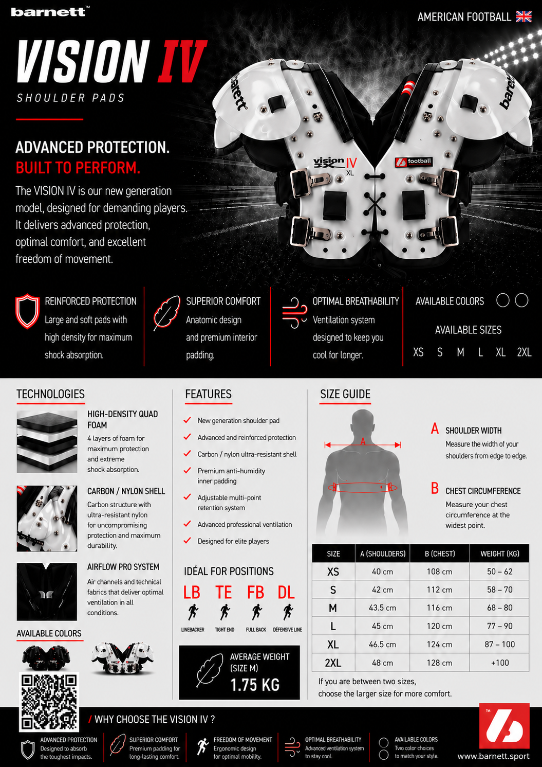 VISION IV Football shoulder pad