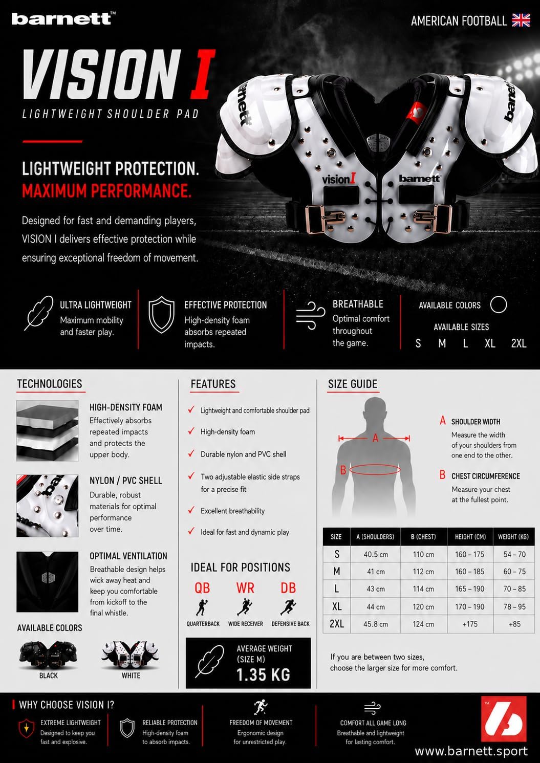 VISION I Football shoulder pad