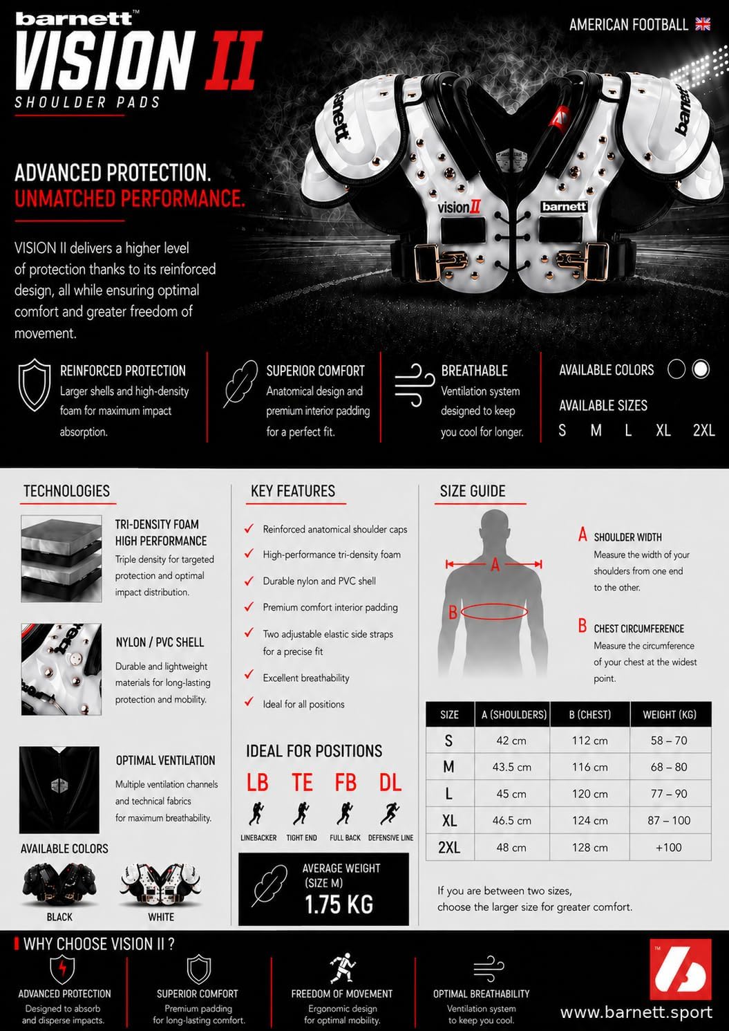 VISION II Football shoulder pad