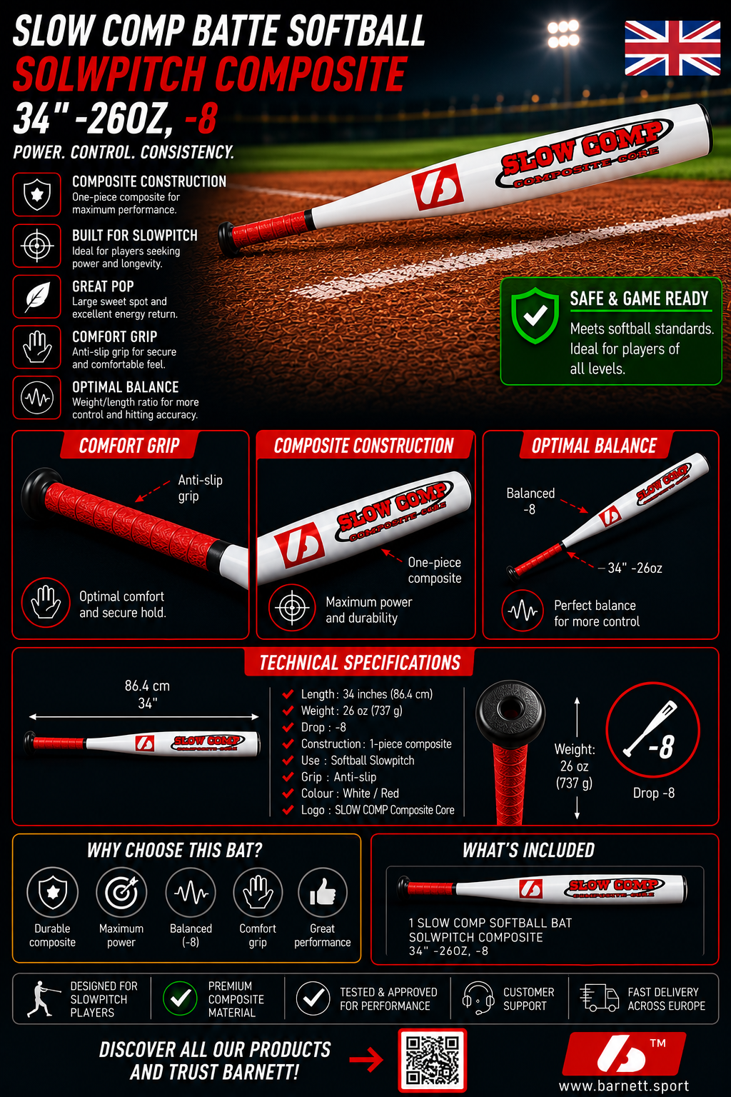SLOW 3 Softball bat SLOWPITCH Aluminium X830, 34-26
