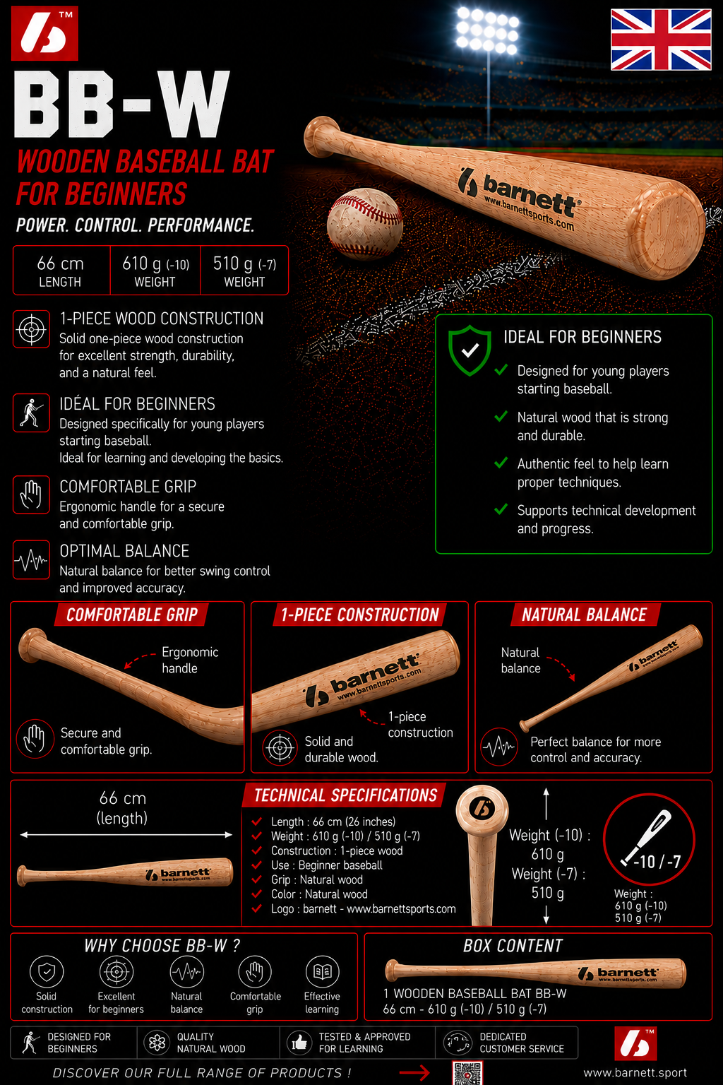 BB-W Wooden baseball bat
