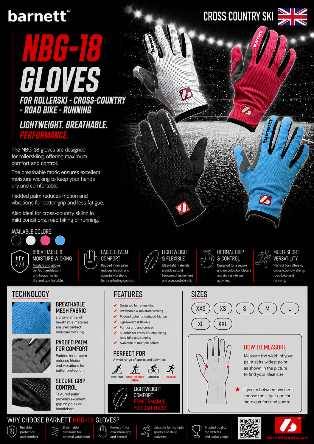 NBG-18 Gloves for Rollerski - cross-country - road bike - running