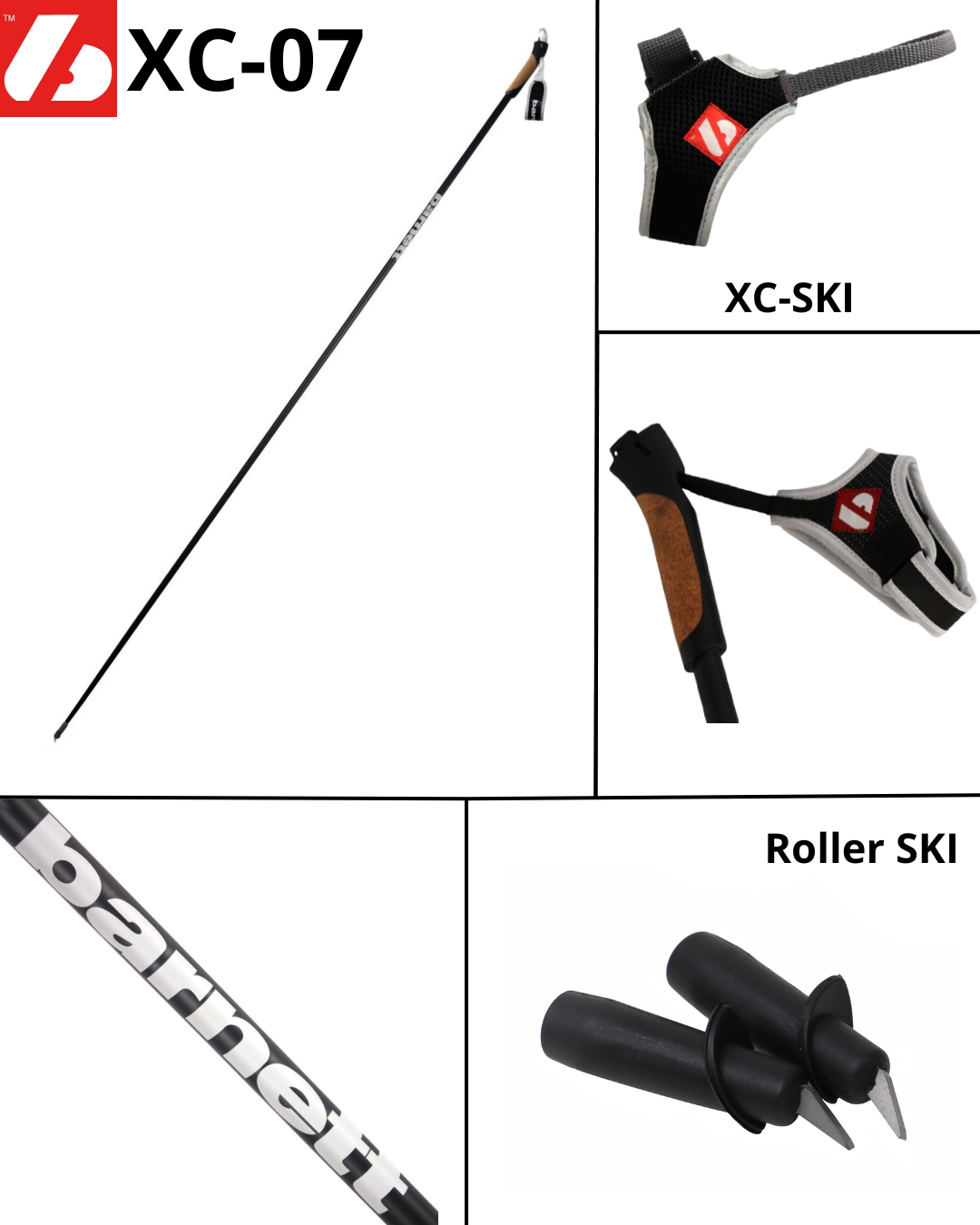 XC-07 Carbon Ski Poles for Nordic and Roller Skiing, Junior