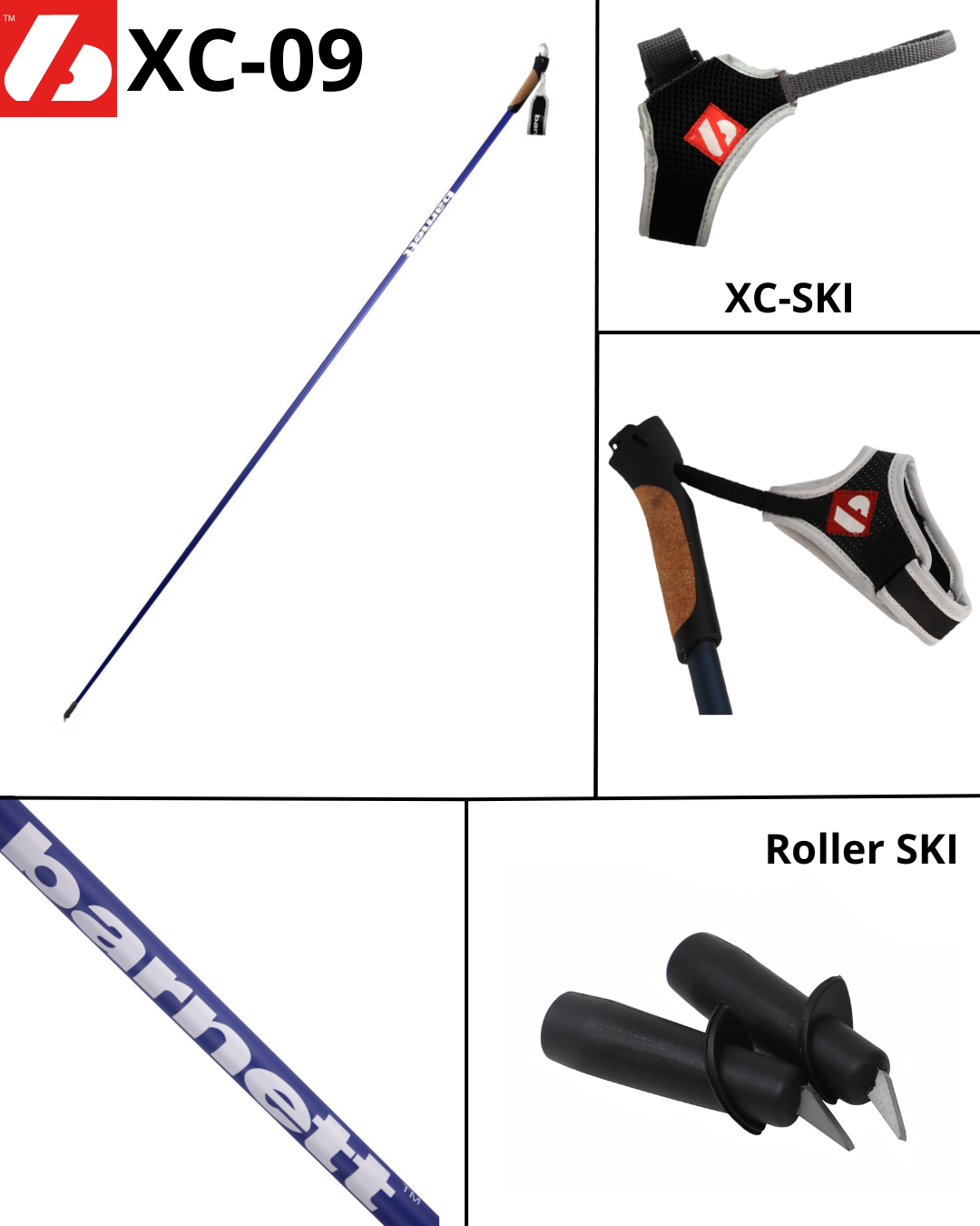 XC-09 Carbon Ski Poles for Nordic and Roller Skiing