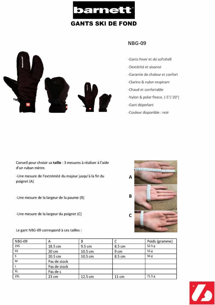 NBG-09 Barnett 3 split fingers, ski mitts in softshell