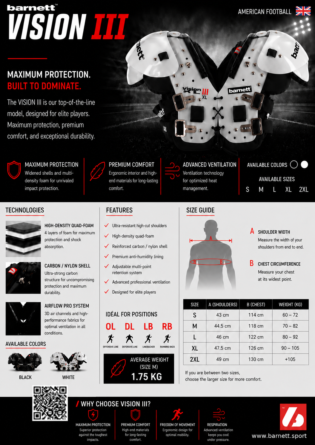 VISION III Football shoulder pad