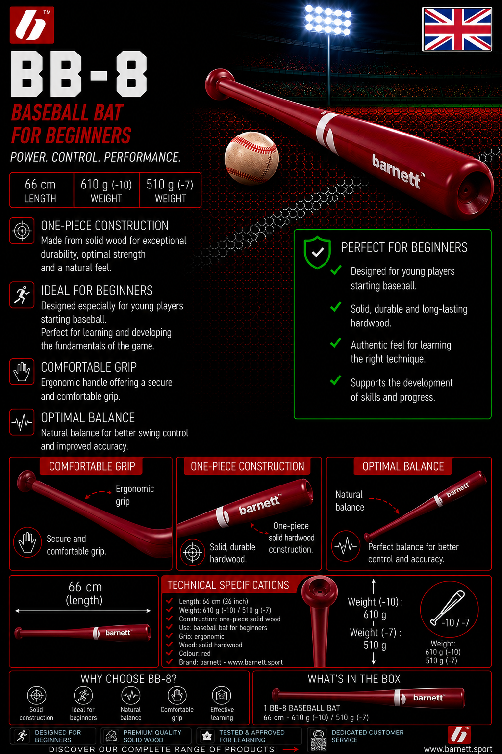 BB-8 Baseball bat in superior maple wood pro