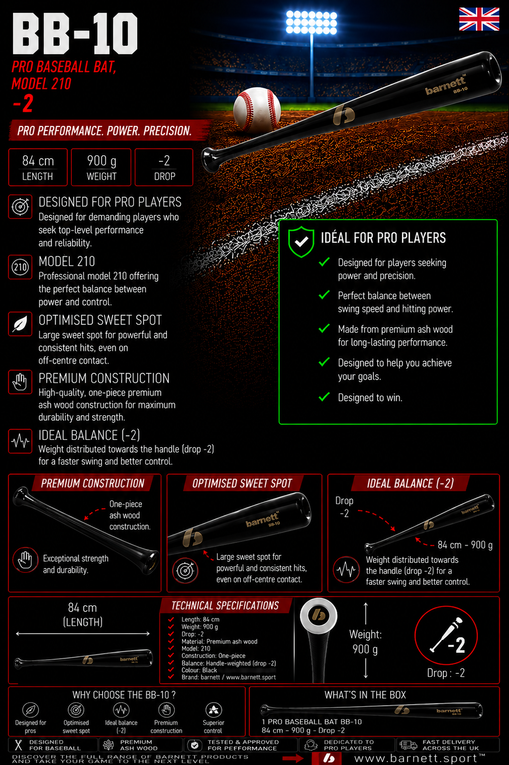 BB-10 Maple wood baseball bat