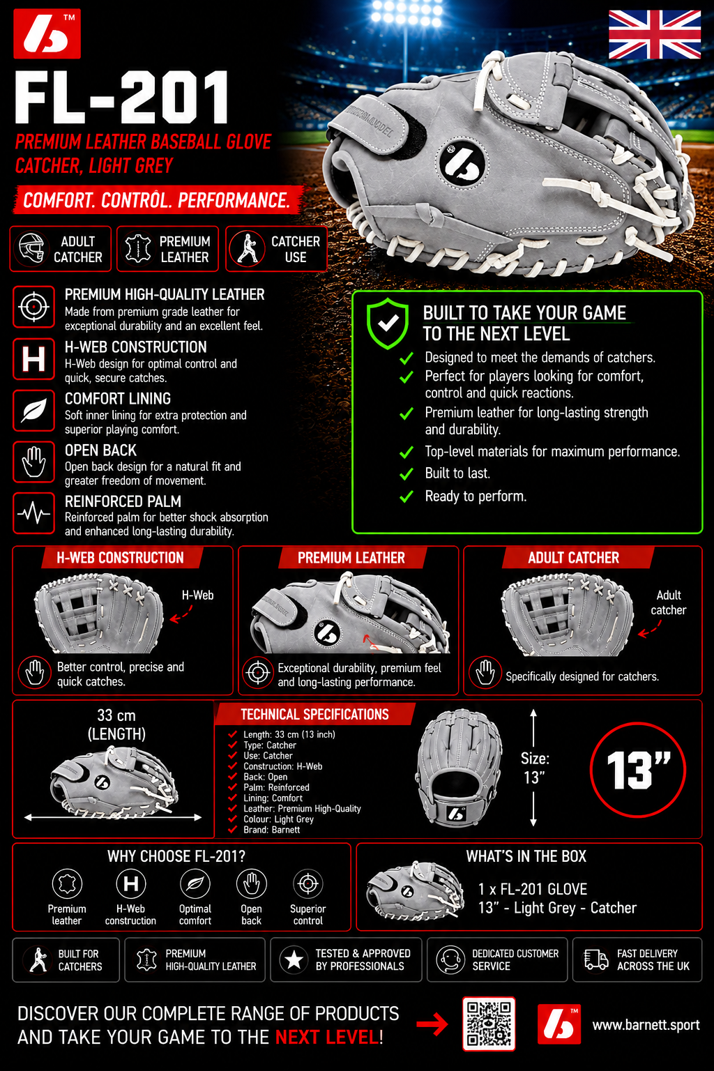FL-201  baseball glove, high quality, leather, catcher, light grey