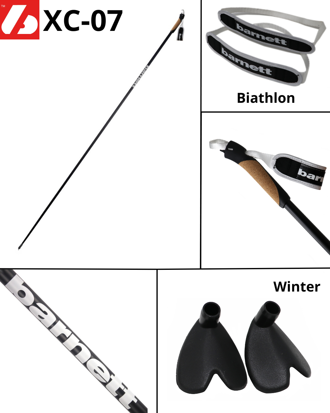 XC-07 Carbon Ski Poles for Nordic and Roller Skiing, Junior