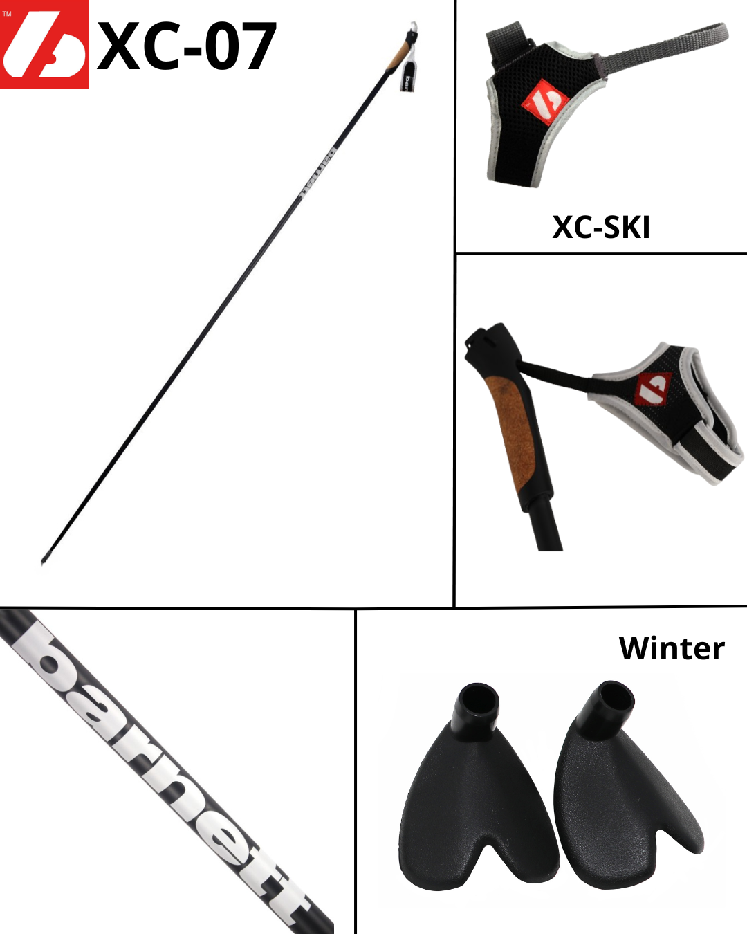 XC-07 Carbon Ski Poles for Nordic and Roller Skiing, Junior