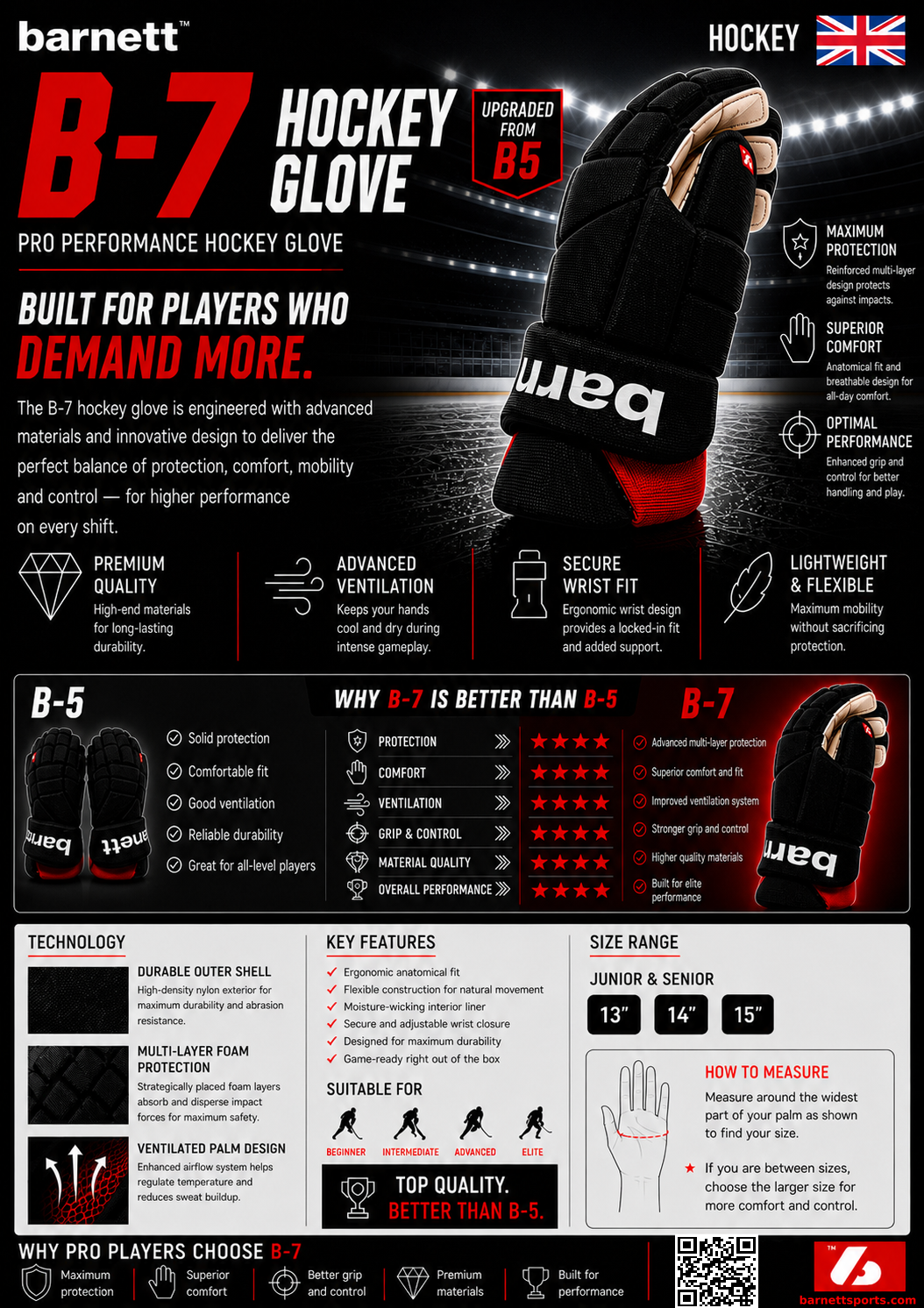 B-7 competition hockey glove