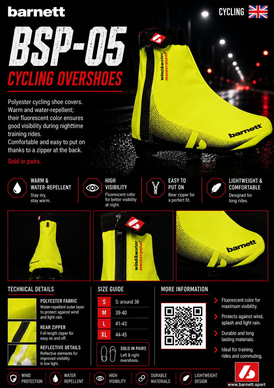 BSP-05 Cycling overshoes, Warm and water-repellent, Black