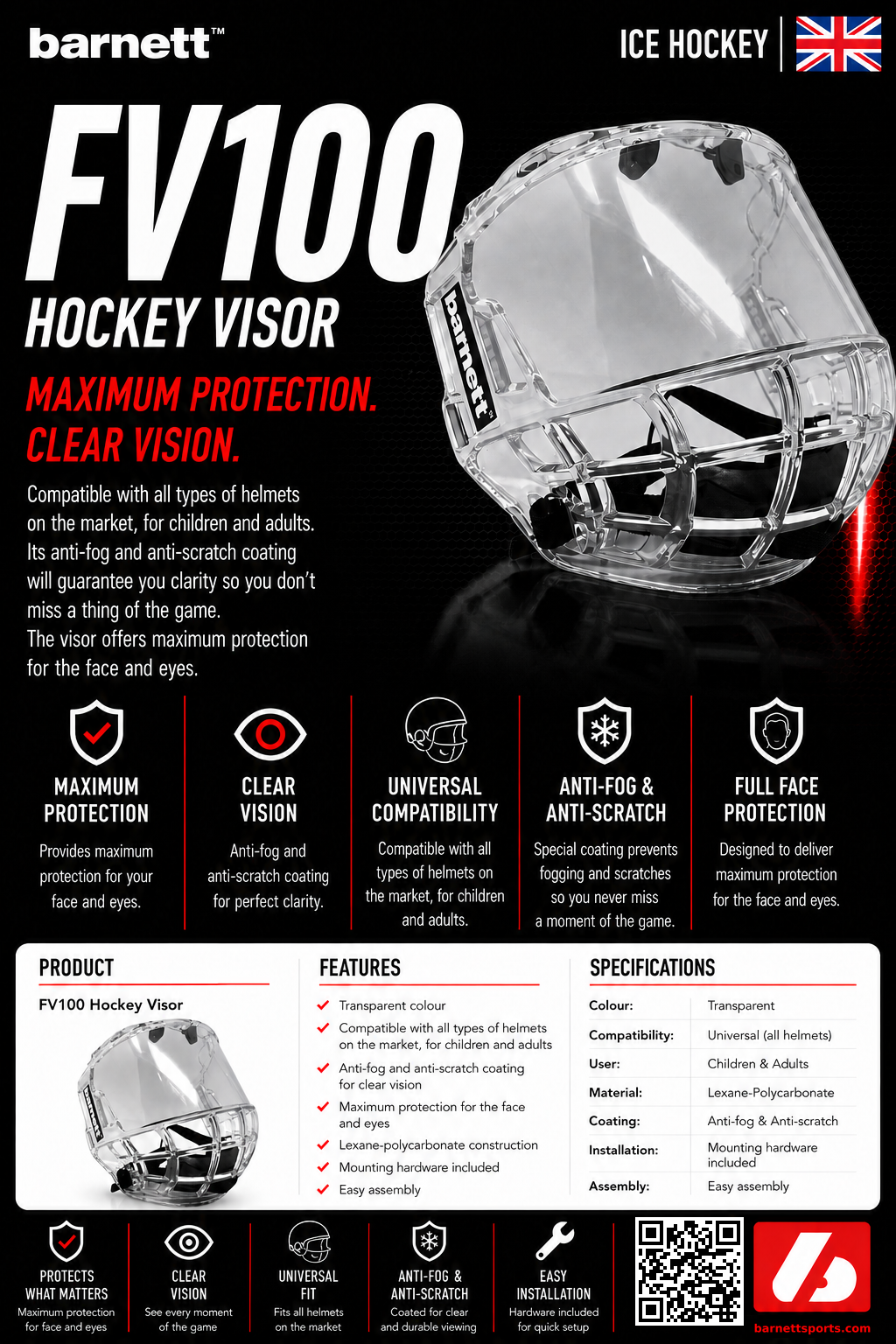 FV100 Hockey Visor