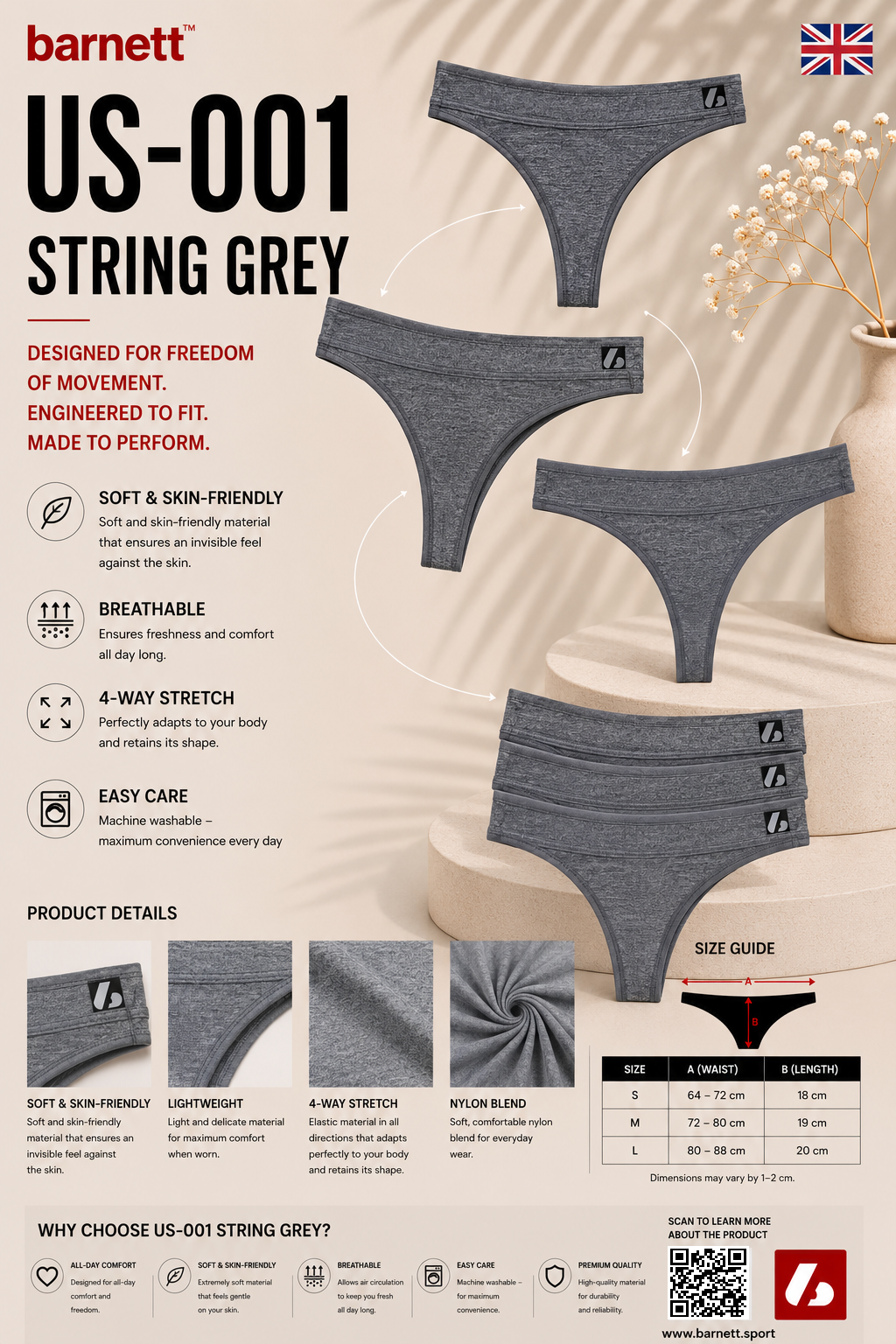 US-001 String Grey (Set of 3)