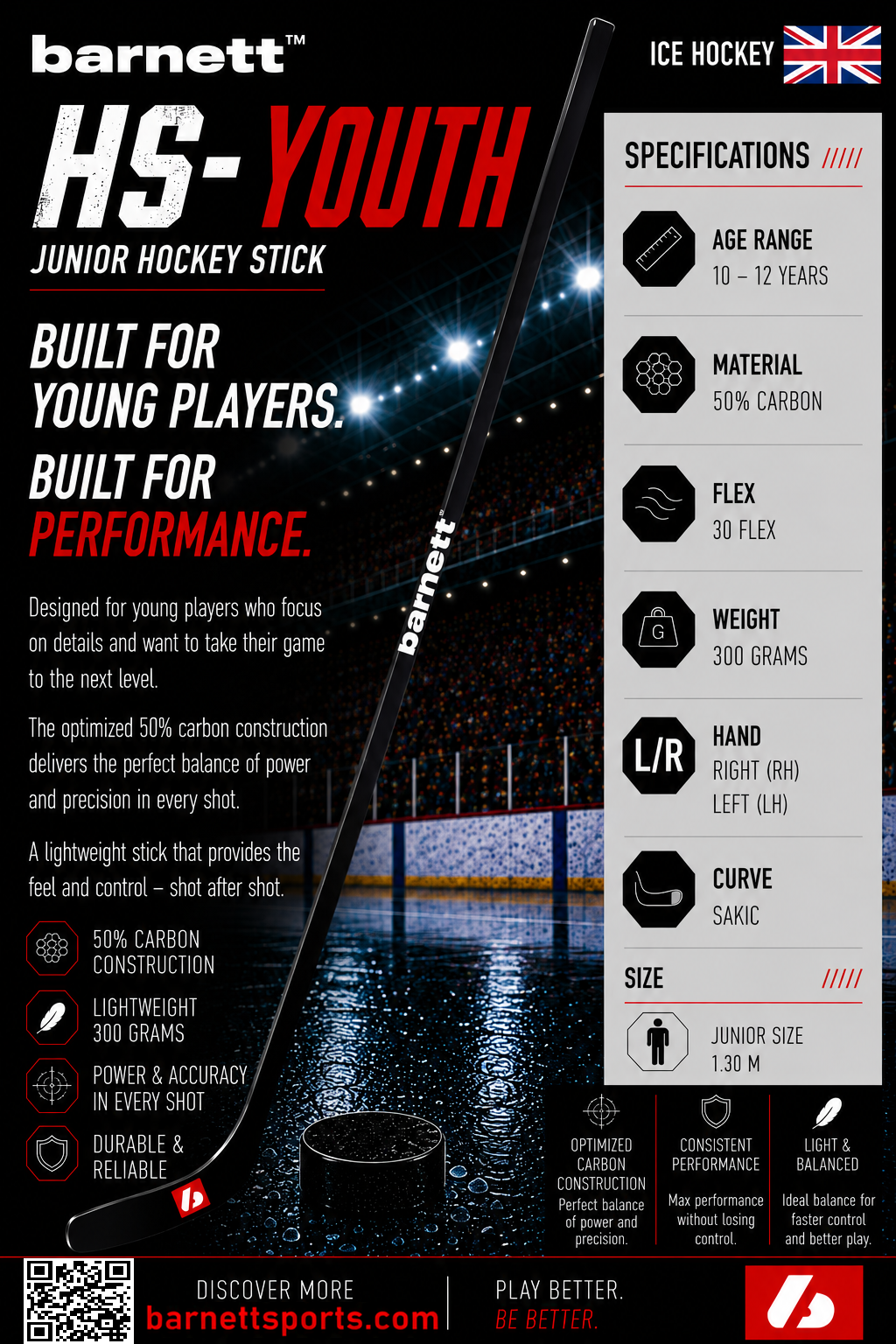HS-Youth Carbon junior hockey stick