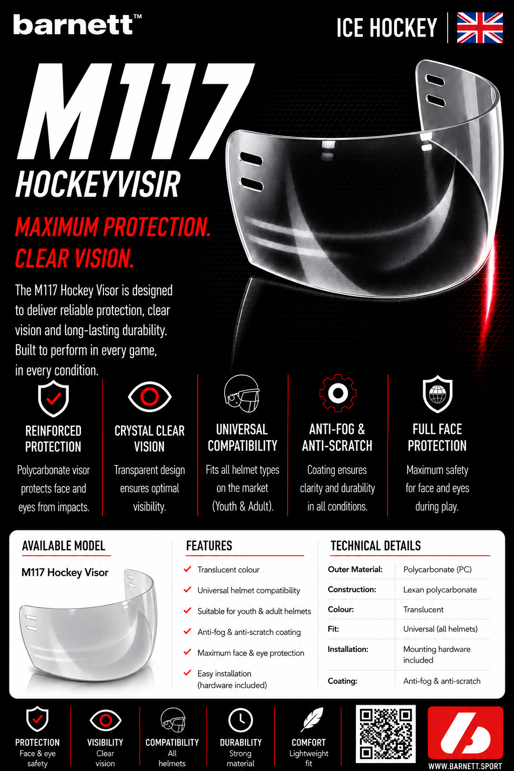 M117 Hockey visor