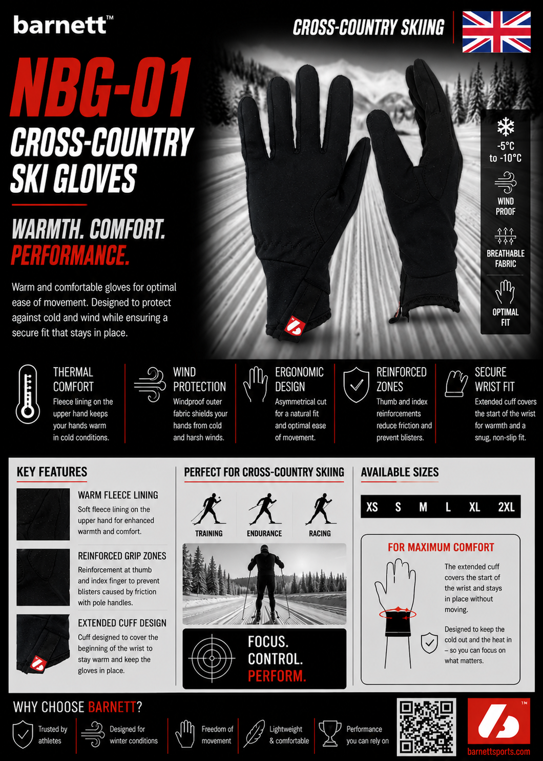 NBG-01 cross-country ski winter gloves -5° to -10°