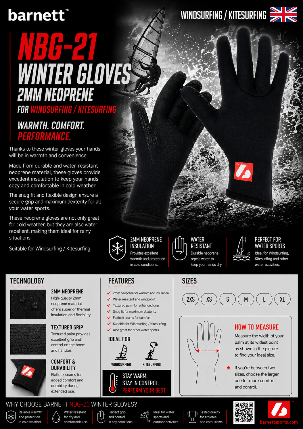 NBG-21 winter gloves 2mm neoprene for Windsurfing/Kitesurfing