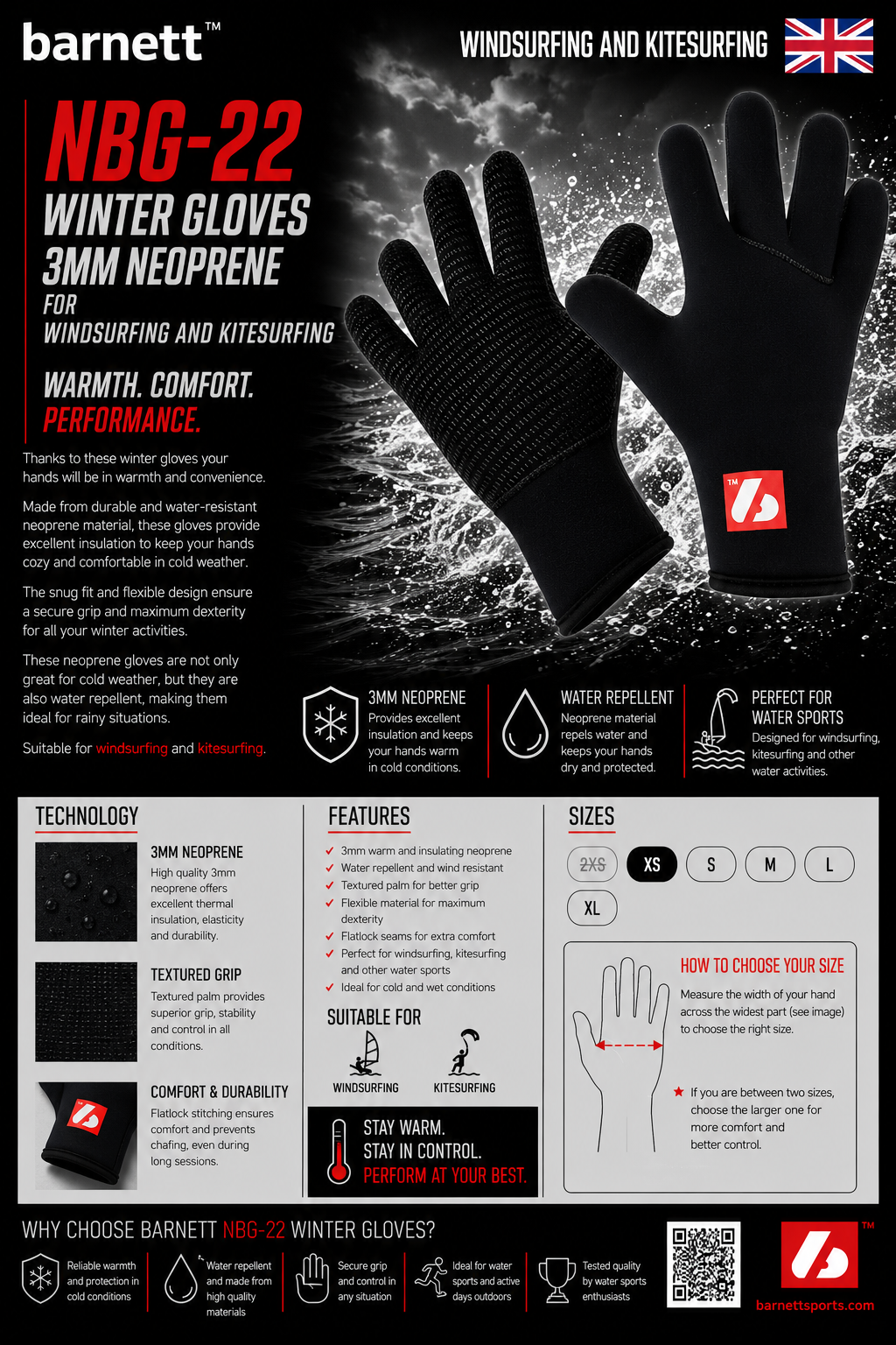NBG-22 winter gloves 3mm neoprene for Windsurfing/Kitesurfing