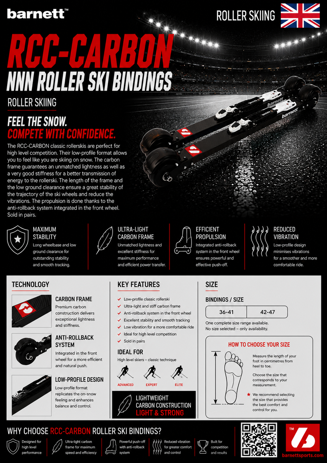 RCC-CARBON Bindings NNN Roller ski, BLACK