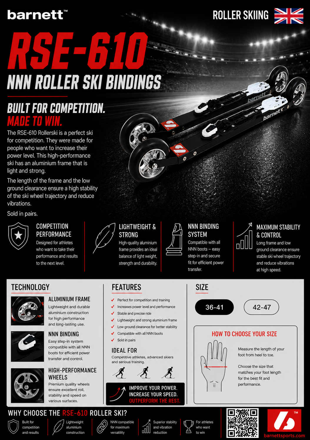 RSE-610 Bindings NNN Roller ski, BLACK