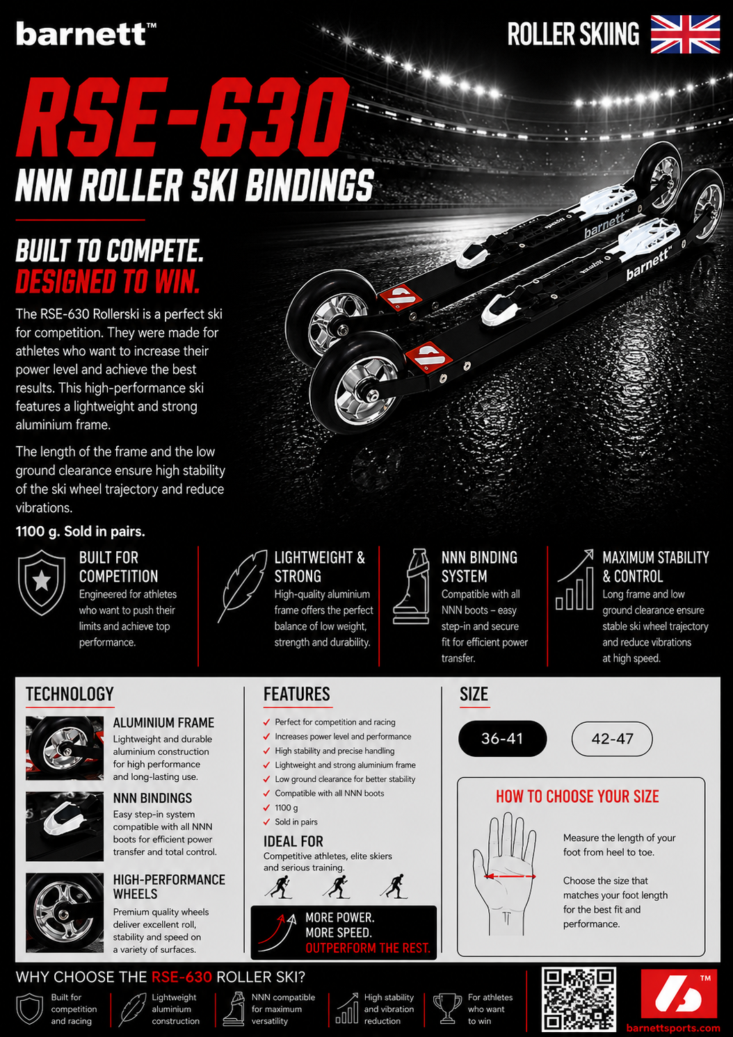 RSE-630 Bindings NNN Roller ski, BLACK