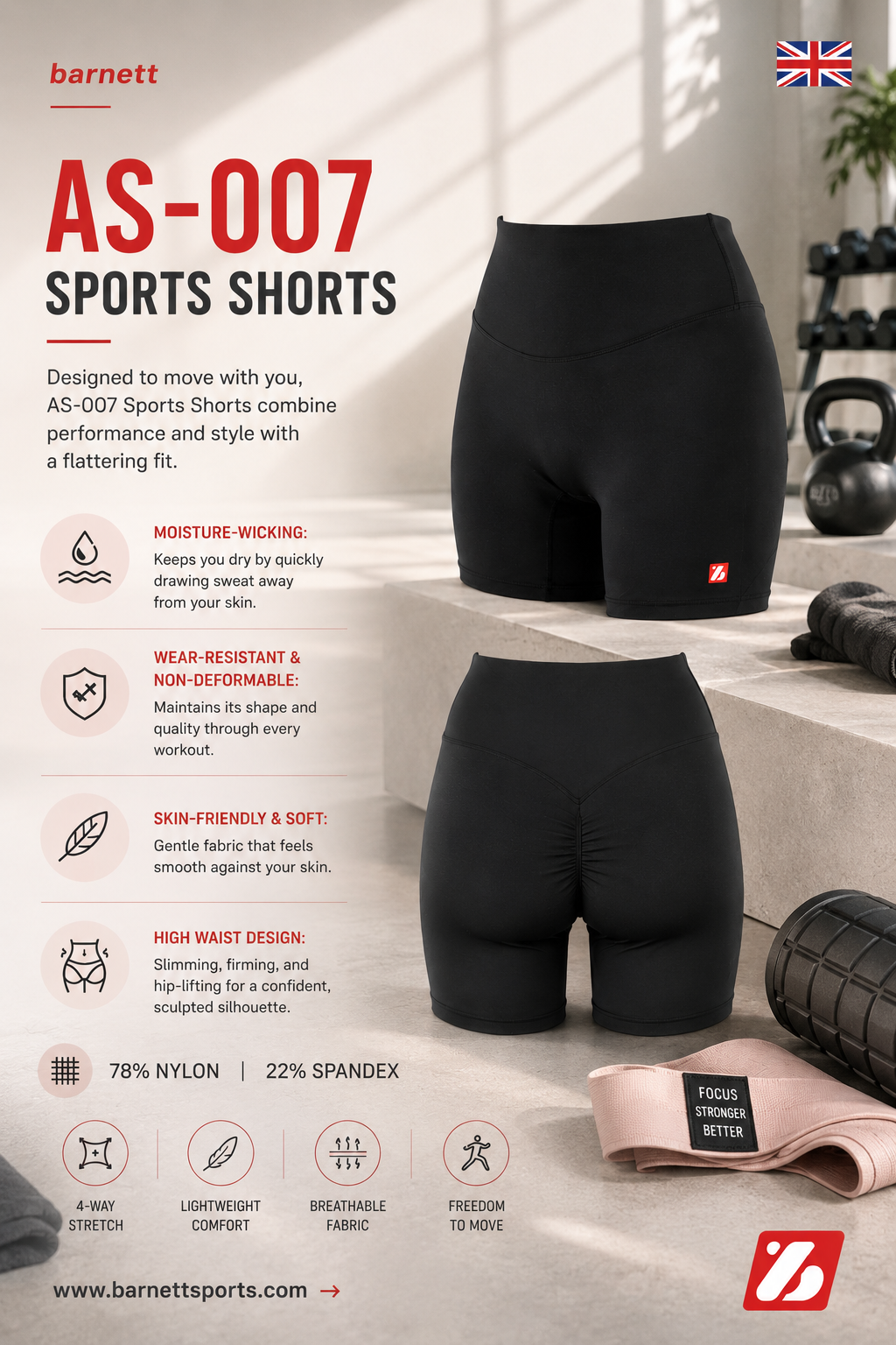 AS-007 Sports Shorts Black