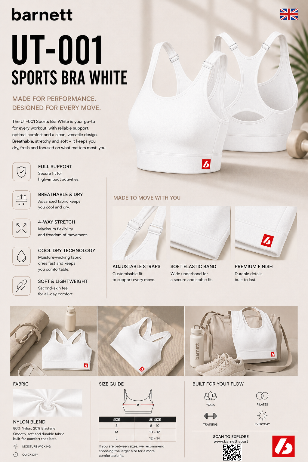 UT-001 Bra Sport White