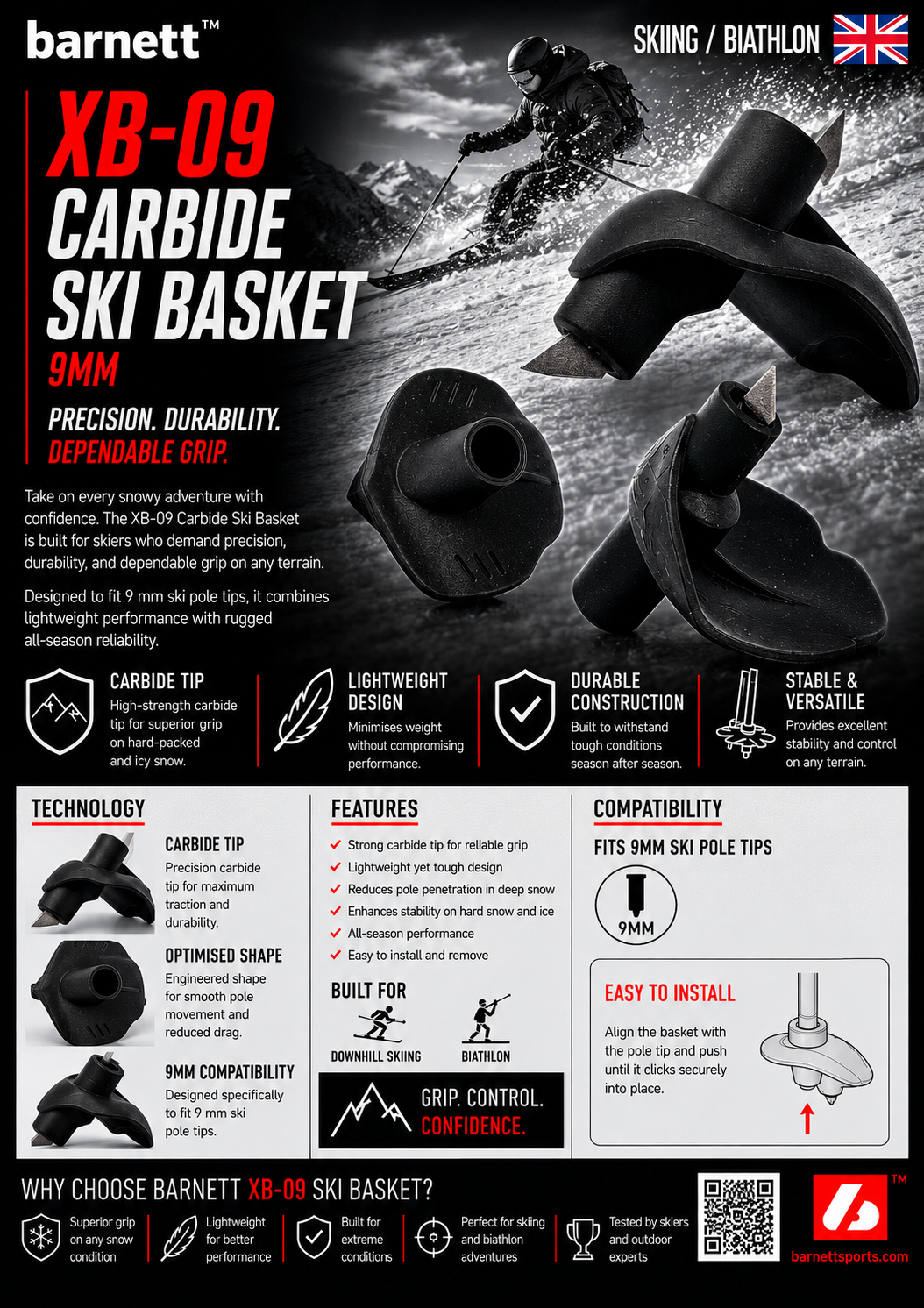 XB-09 Carbide Ski Basket 9mm