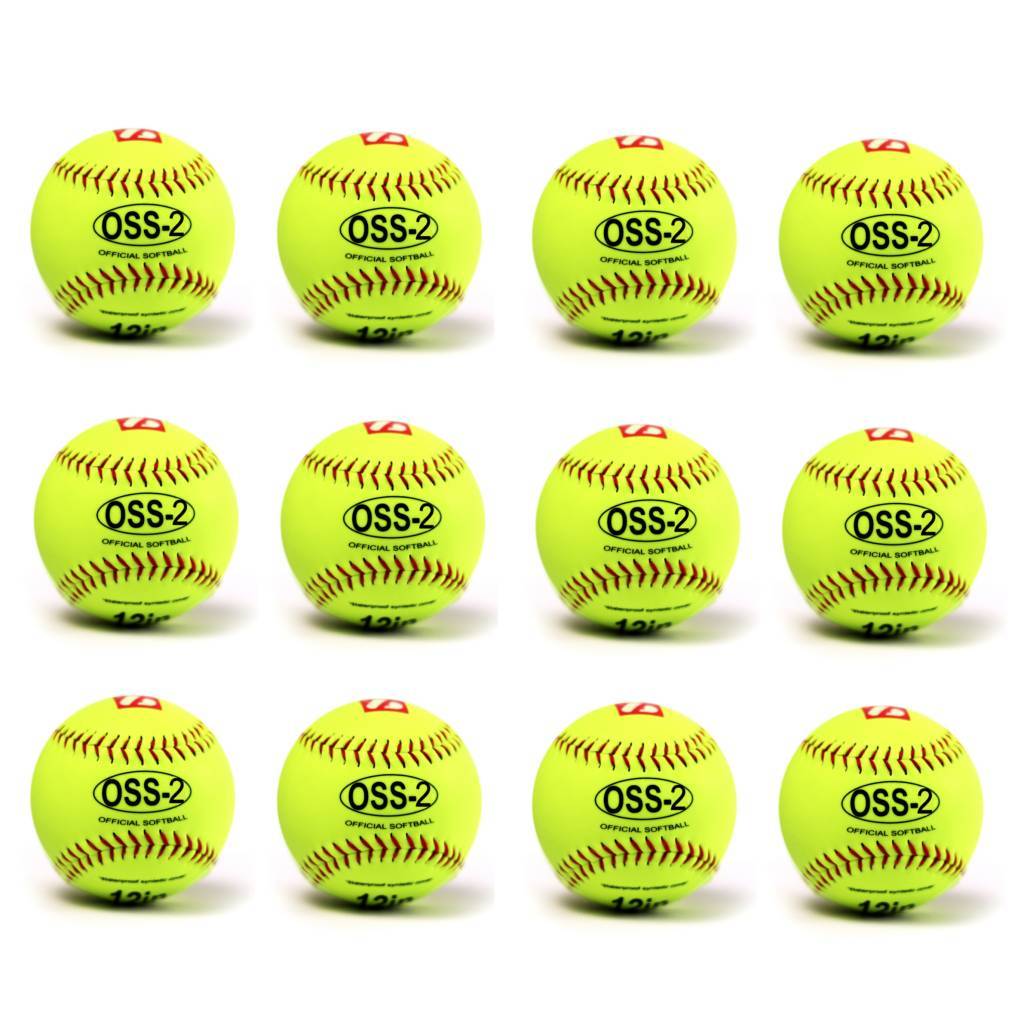 OSS-2 Practice softball ball, soft touch, size 12", white, 1 dozen